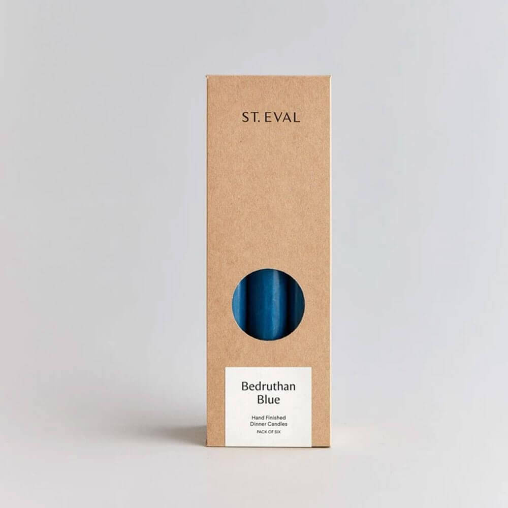 St Eval Bedruthan Blue Dinner Candle 8 Inch